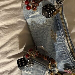 Coach Light Blue Denim Crossbody with Charm Accents